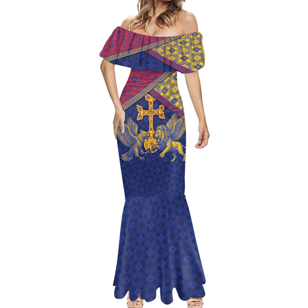 Armenia Mermaid Dress Golden Eagle And Lion Khachkar
