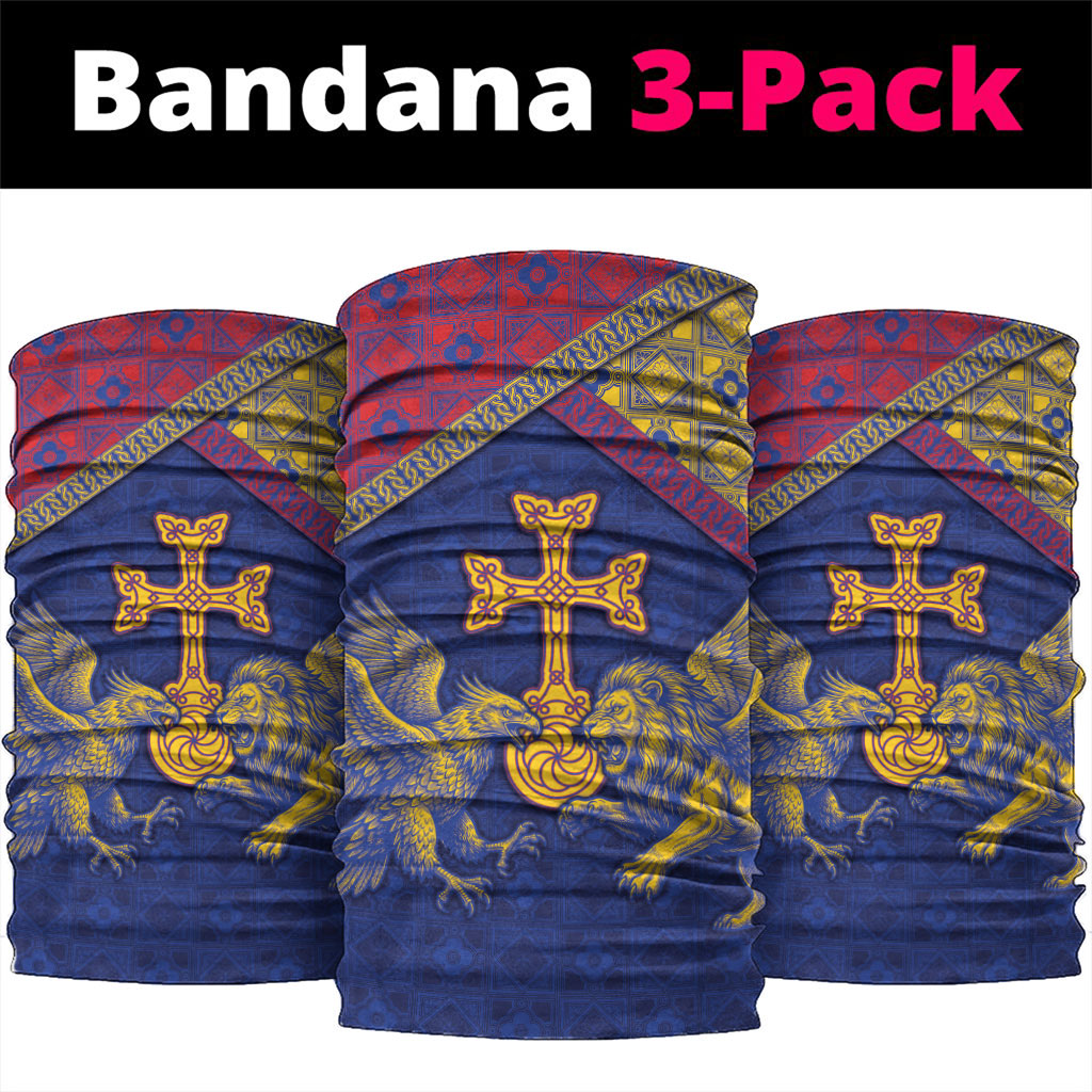 Armenia Neck Gaiter Golden Eagle And Lion Khachkar