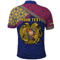 Personalized Armenia Polo Shirt Golden Eagle And Lion Khachkar