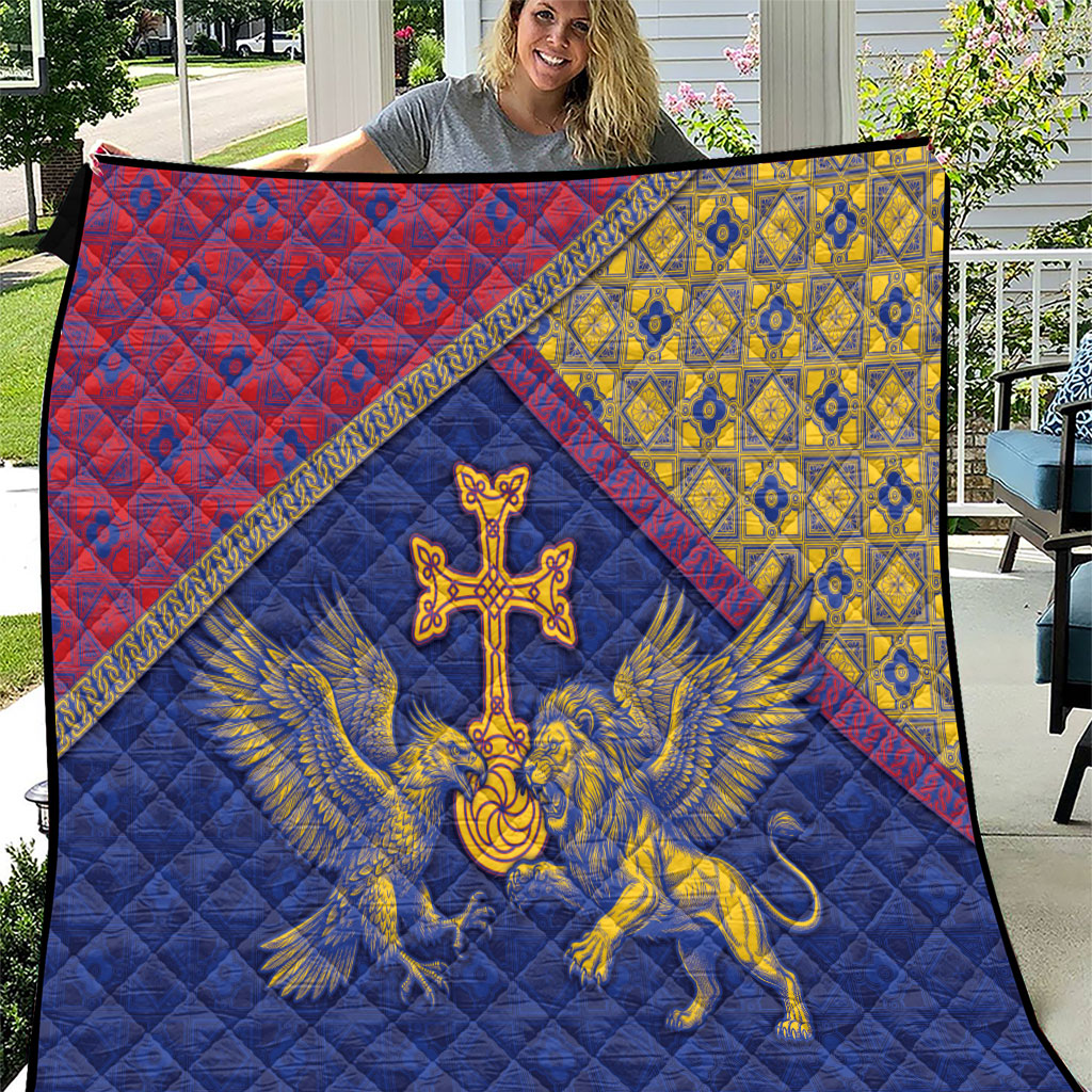 Armenia Quilt Golden Eagle And Lion Khachkar