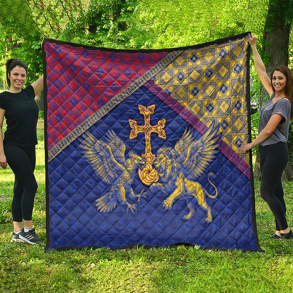 Armenia Quilt Golden Eagle And Lion Khachkar