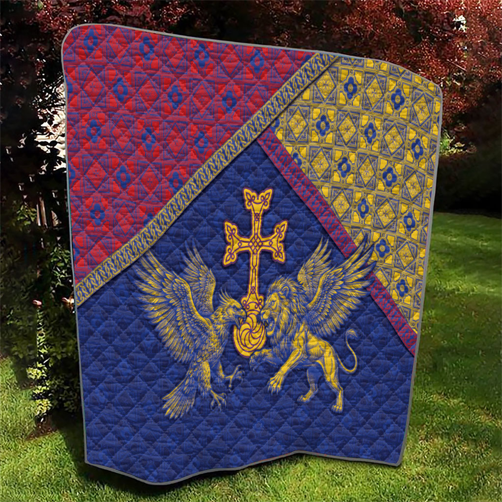 Armenia Quilt Golden Eagle And Lion Khachkar