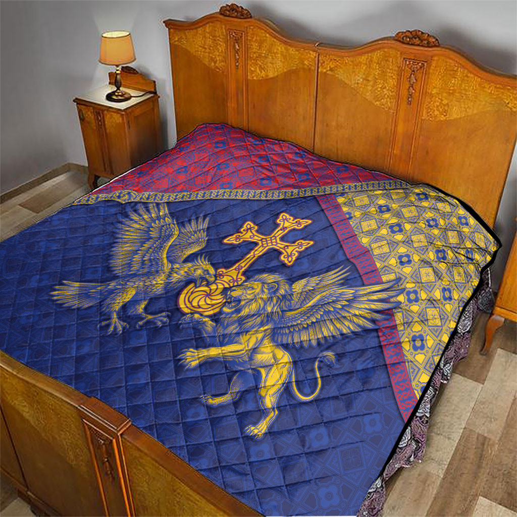Armenia Quilt Golden Eagle And Lion Khachkar