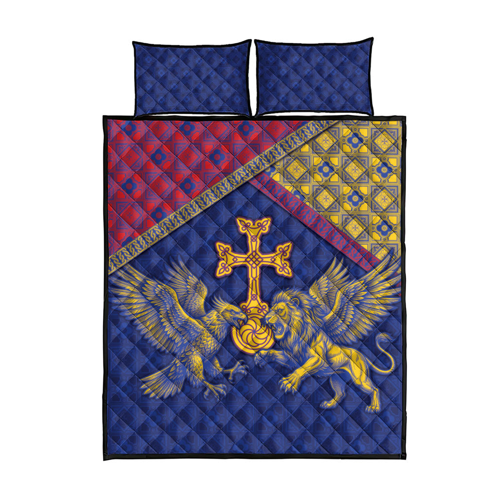Armenia Quilt Bed Set Golden Eagle And Lion Khachkar