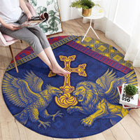 Armenia Round Carpet Golden Eagle And Lion Khachkar