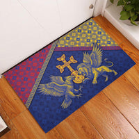 Armenia Rubber Doormat Golden Eagle And Lion Khachkar