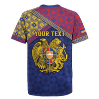 Personalized Armenia Rugby Jersey Golden Eagle And Lion Khachkar