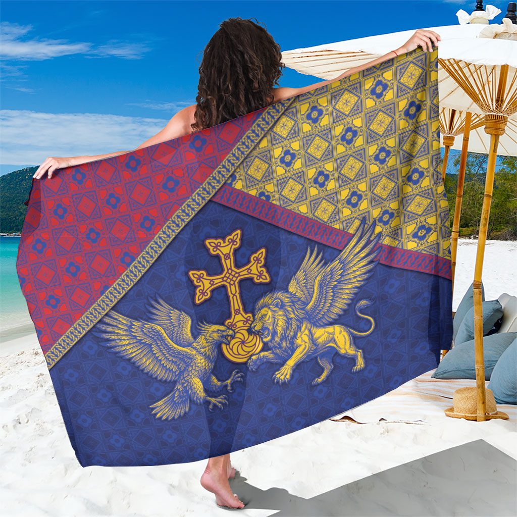 Armenia Sarong Golden Eagle And Lion Khachkar