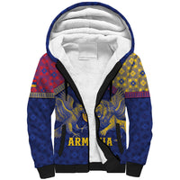 Personalized Armenia Sherpa Hoodie Golden Eagle And Lion Khachkar