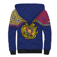 Personalized Armenia Sherpa Hoodie Golden Eagle And Lion Khachkar