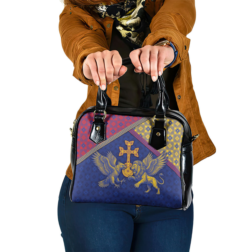 Armenia Shoulder Handbag Golden Eagle And Lion Khachkar