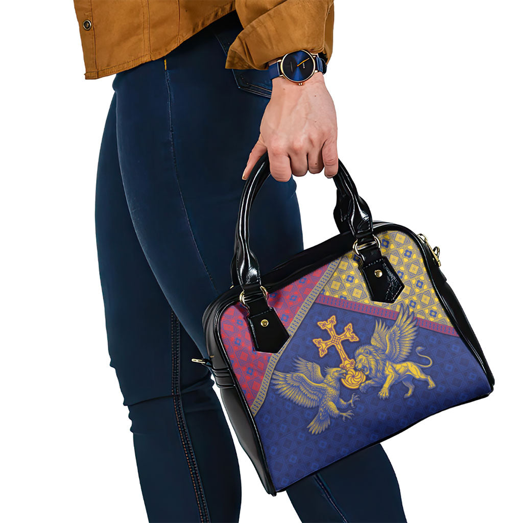 Armenia Shoulder Handbag Golden Eagle And Lion Khachkar
