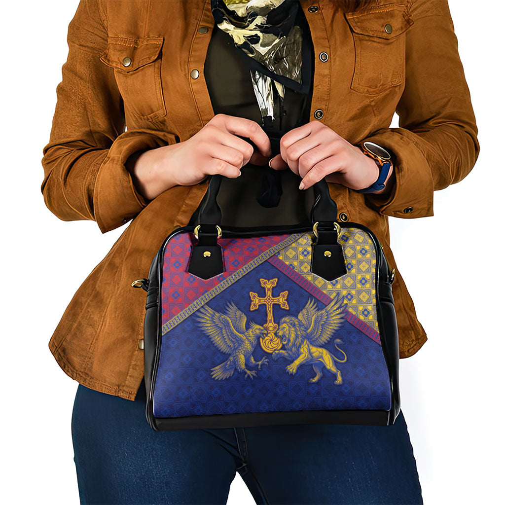Armenia Shoulder Handbag Golden Eagle And Lion Khachkar
