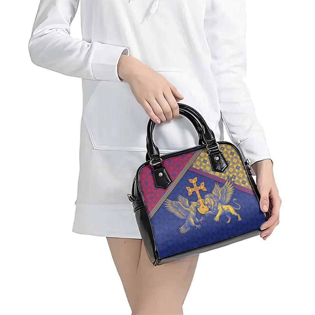 Armenia Shoulder Handbag Golden Eagle And Lion Khachkar