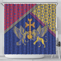 Armenia Shower Curtain Golden Eagle And Lion Khachkar