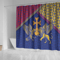 Armenia Shower Curtain Golden Eagle And Lion Khachkar