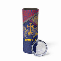 Personalized Armenia Skinny Tumbler Golden Eagle And Lion Khachkar