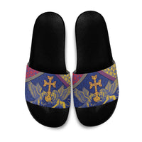 Armenia Slide Sandals Golden Eagle And Lion Khachkar