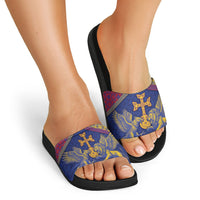 Armenia Slide Sandals Golden Eagle And Lion Khachkar