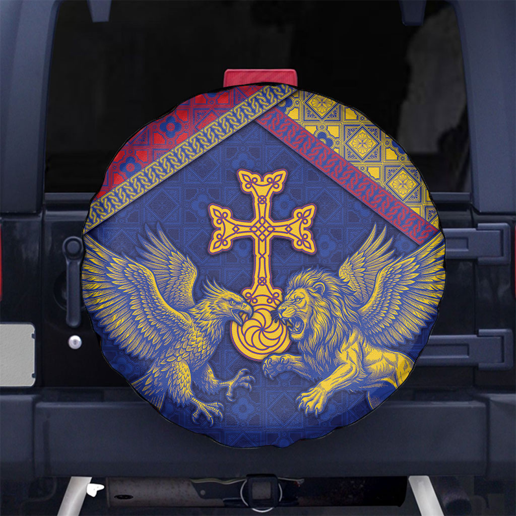 Armenia Spare Tire Cover Golden Eagle And Lion Khachkar