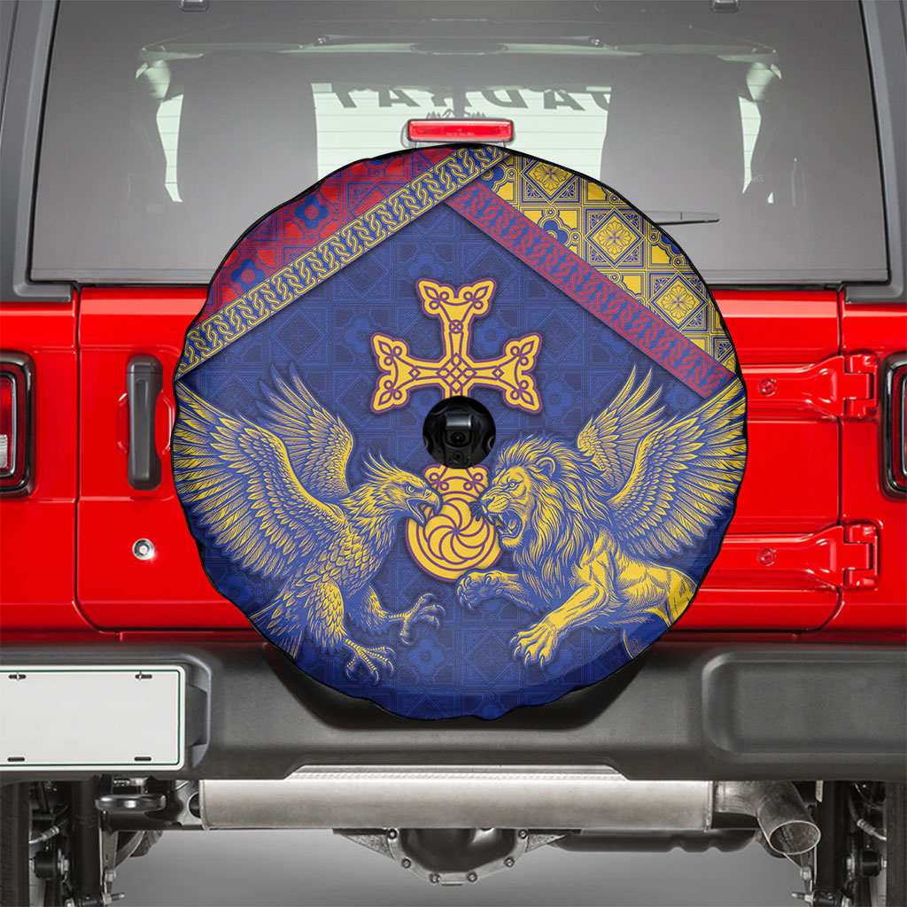 Armenia Spare Tire Cover Golden Eagle And Lion Khachkar