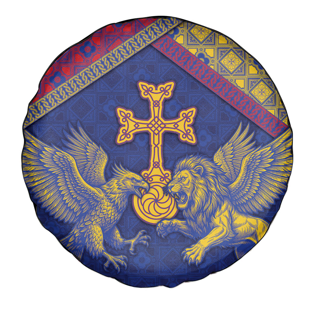 Armenia Spare Tire Cover Golden Eagle And Lion Khachkar