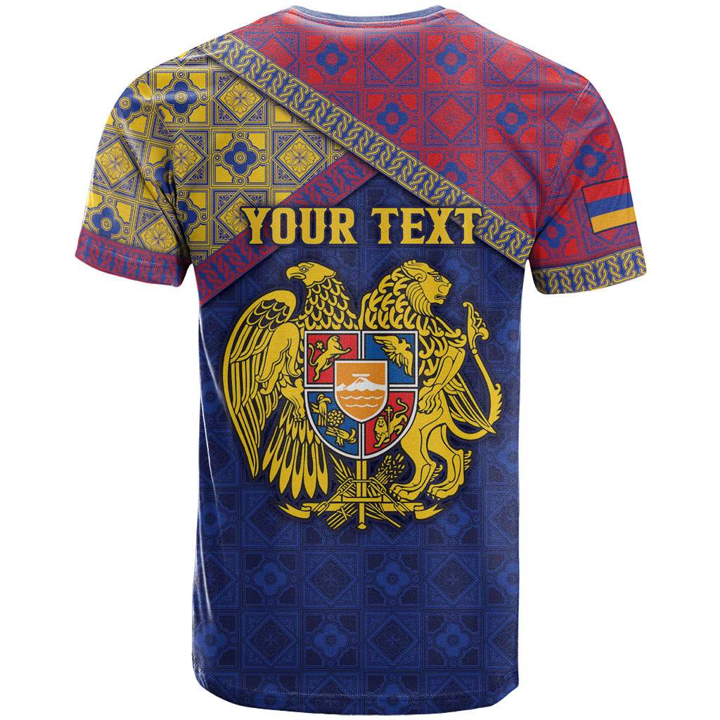 Personalized Armenia T Shirt Golden Eagle And Lion Khachkar