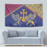 Armenia Tapestry Golden Eagle And Lion Khachkar