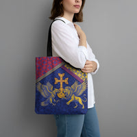 Armenia Tote Bag Golden Eagle And Lion Khachkar