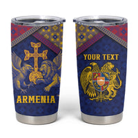 Personalized Armenia Tumbler Cup Golden Eagle And Lion Khachkar