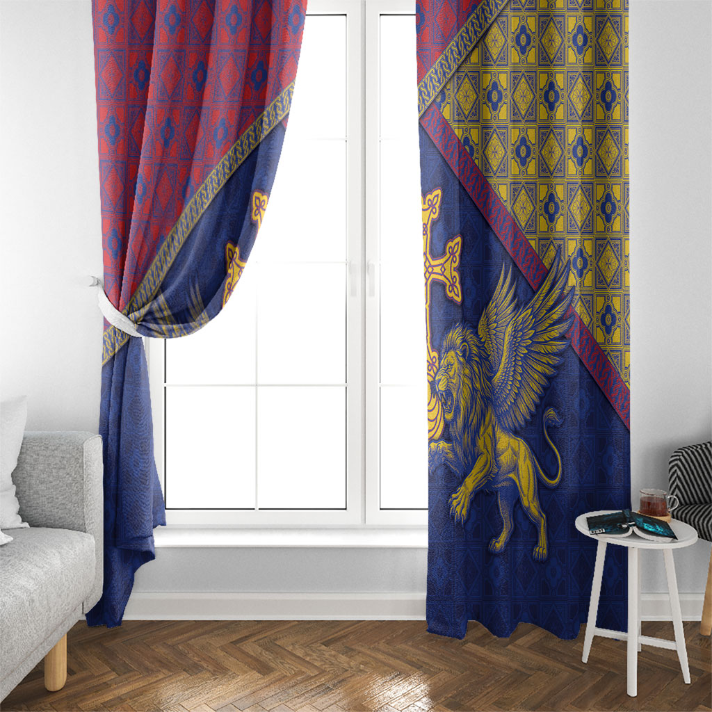 Armenia Window Curtain Golden Eagle And Lion Khachkar