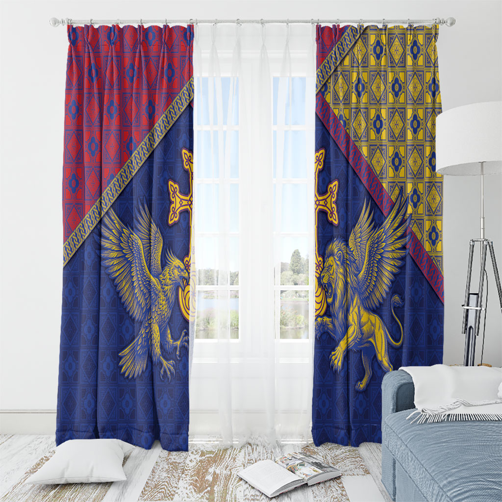 Armenia Window Curtain Golden Eagle And Lion Khachkar