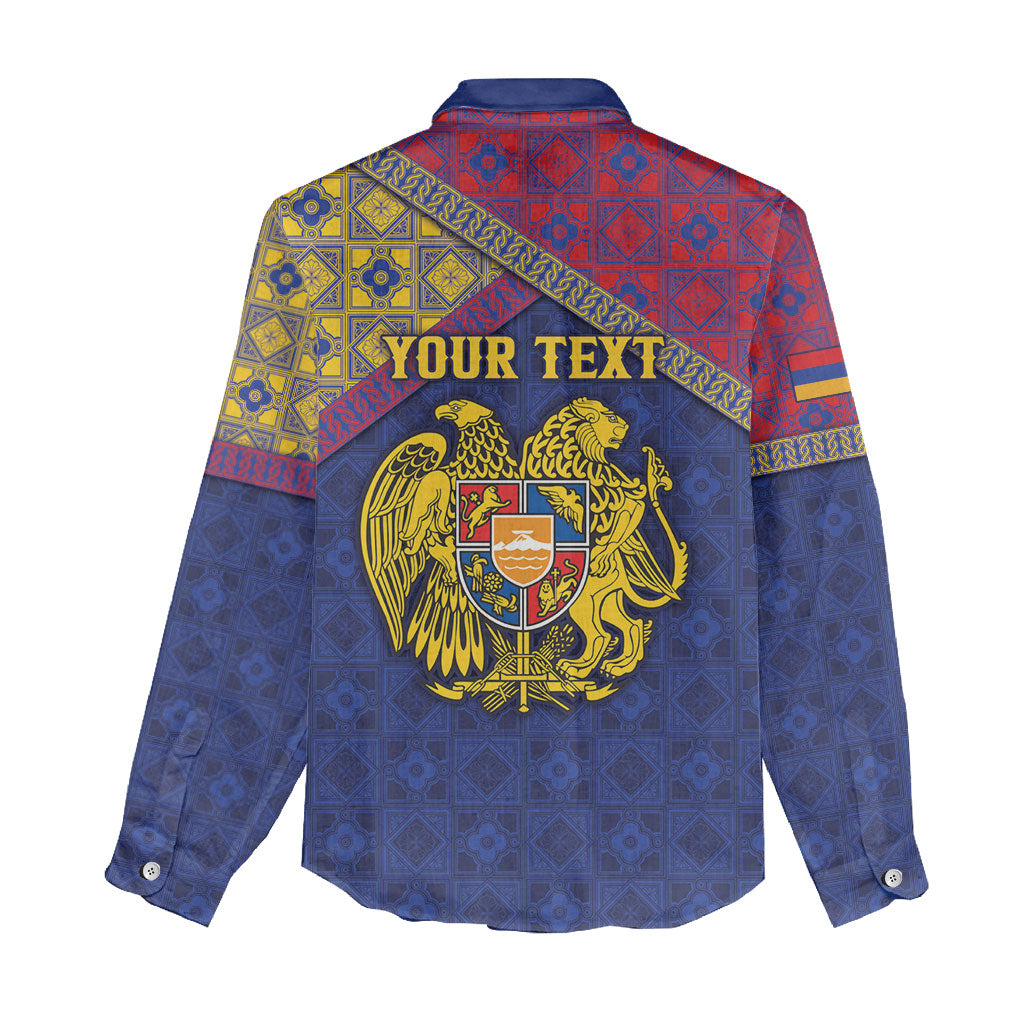 Personalized Armenia Women Casual Shirt Golden Eagle And Lion Khachkar