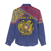 Personalized Armenia Women Casual Shirt Golden Eagle And Lion Khachkar