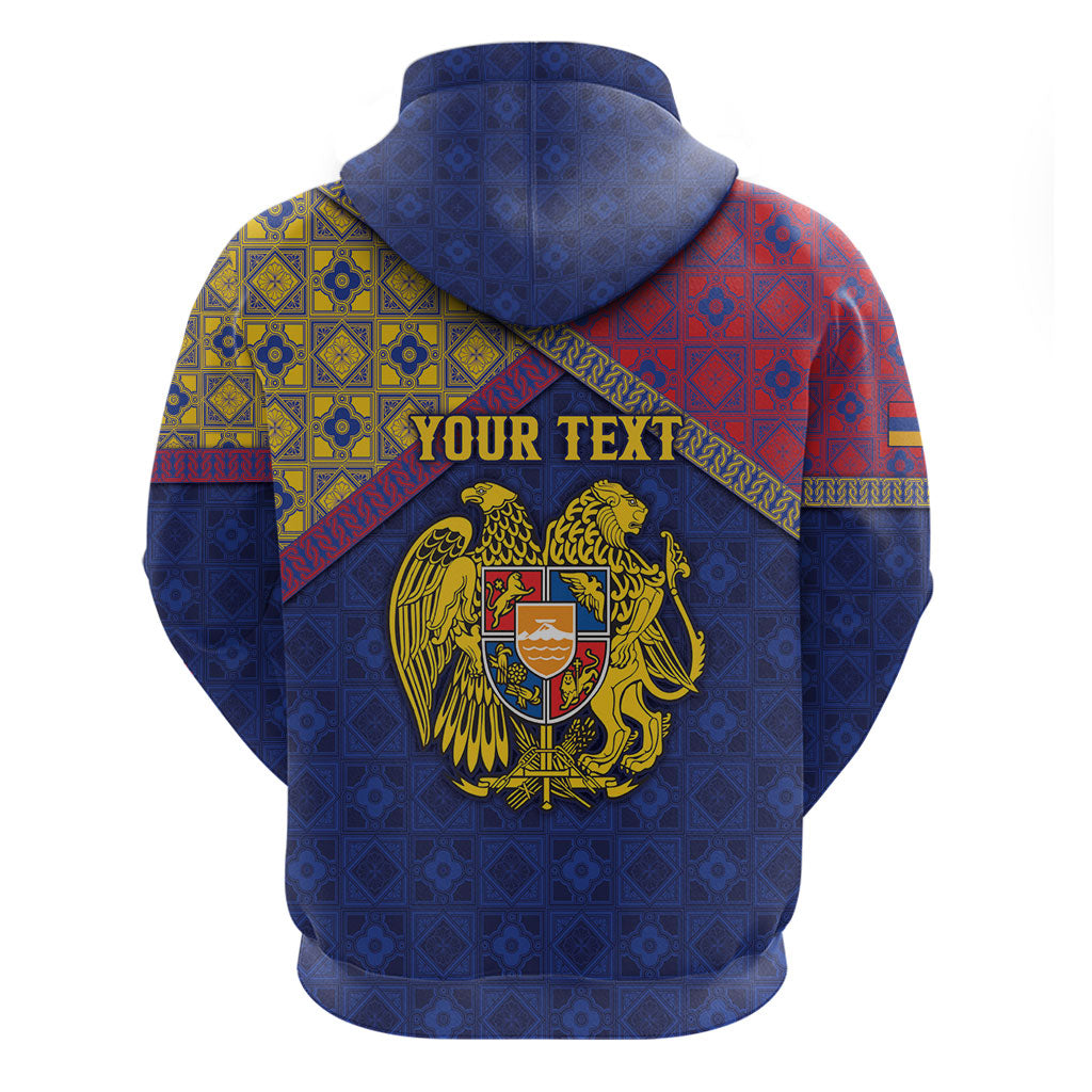 Personalized Armenia Zip Hoodie Golden Eagle And Lion Khachkar