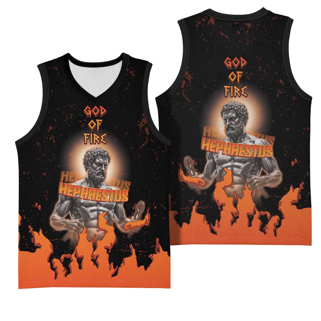 Ancient Greek Hephaestus Basketball Jersey God Of Fire - Wonder Print Shop