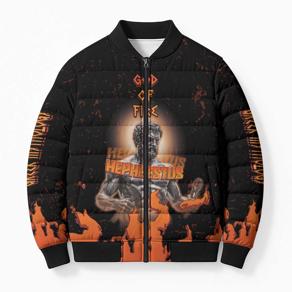 Ancient Greek Hephaestus Bomber Puffer Jacket God Of Fire - Wonder Print Shop
