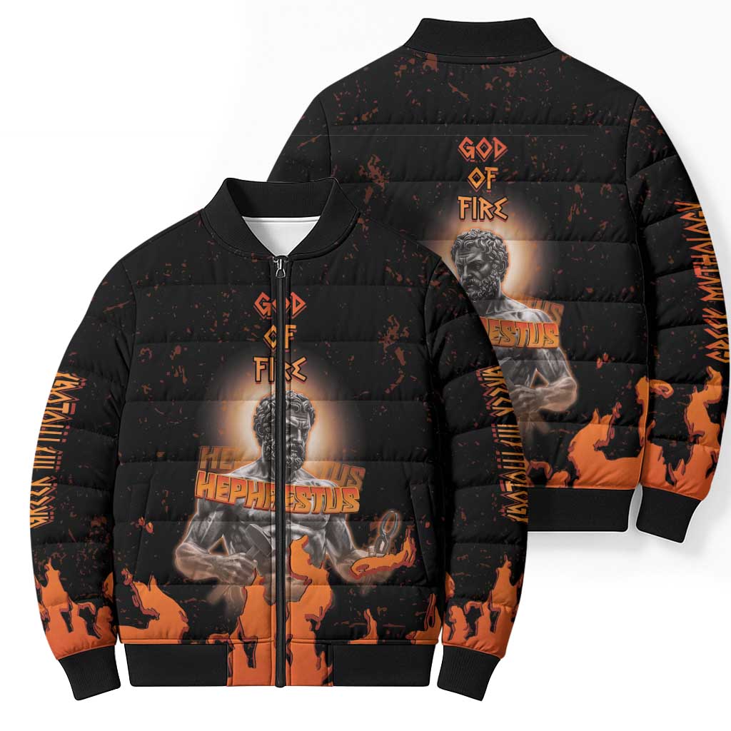 Ancient Greek Hephaestus Bomber Puffer Jacket God Of Fire - Wonder Print Shop