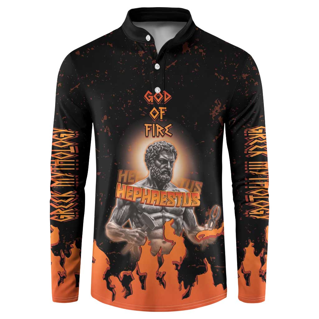 Ancient Greek Hephaestus Button Sweatshirt God Of Fire - Wonder Print Shop