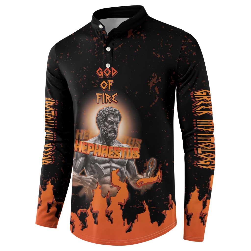 Ancient Greek Hephaestus Button Sweatshirt God Of Fire - Wonder Print Shop