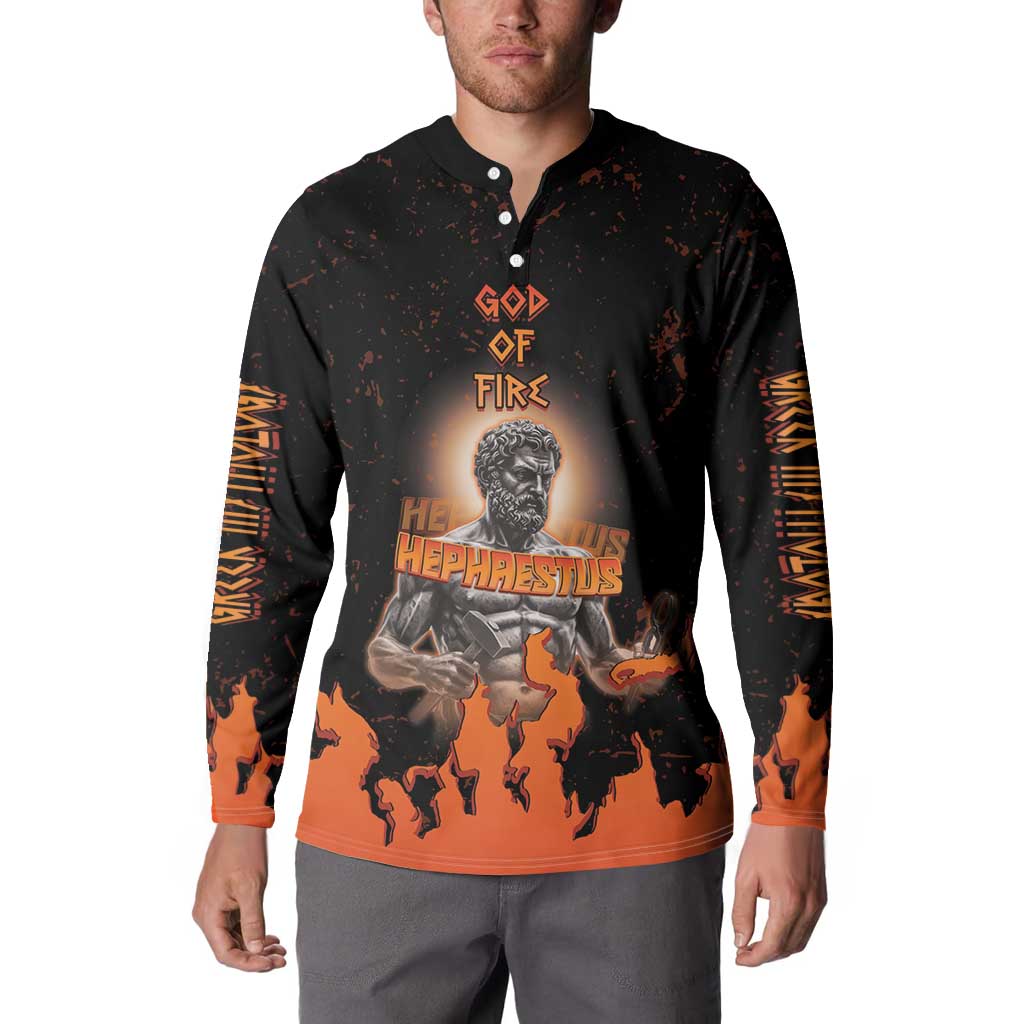 Ancient Greek Hephaestus Button Sweatshirt God Of Fire - Wonder Print Shop
