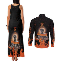 Ancient Greek Hephaestus Couples Matching Tank Maxi Dress and Long Sleeve Button Shirt God Of Fire - Wonder Print Shop
