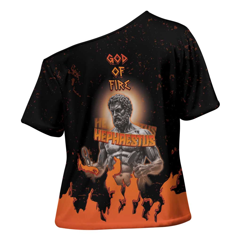Ancient Greek Hephaestus Cross Shoulder Shirt God Of Fire - Wonder Print Shop