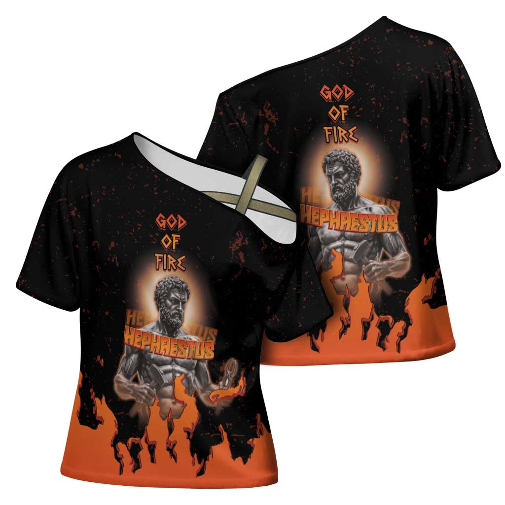 Ancient Greek Hephaestus Cross Shoulder Shirt God Of Fire - Wonder Print Shop