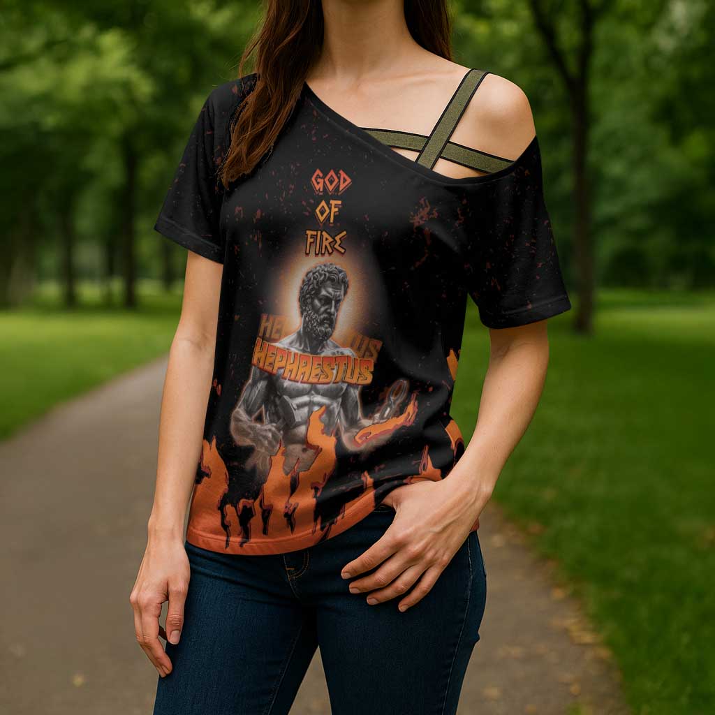 Ancient Greek Hephaestus Cross Shoulder Shirt God Of Fire - Wonder Print Shop