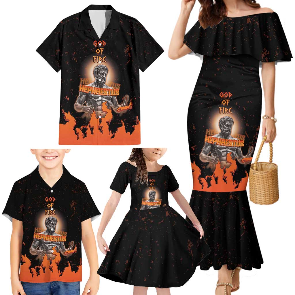 Ancient Greek Hephaestus Family Matching Mermaid Dress and Hawaiian Shirt God Of Fire - Wonder Print Shop