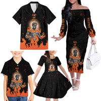 Ancient Greek Hephaestus Family Matching Off The Shoulder Long Sleeve Dress and Hawaiian Shirt God Of Fire - Wonder Print Shop