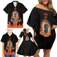 Ancient Greek Hephaestus Family Matching Off Shoulder Short Dress and Hawaiian Shirt God Of Fire - Wonder Print Shop