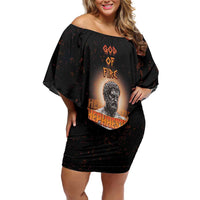 Ancient Greek Hephaestus Family Matching Off Shoulder Short Dress and Hawaiian Shirt God Of Fire - Wonder Print Shop