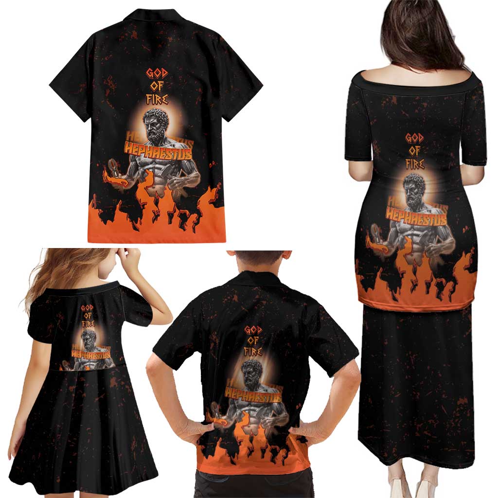 Ancient Greek Hephaestus Family Matching Puletasi and Hawaiian Shirt God Of Fire - Wonder Print Shop